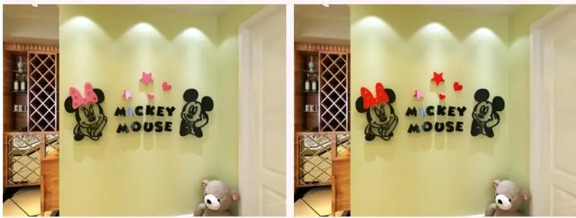 3D мультфильм Микки Минни акриловые настенные наклейки для спальни мебель гостиной диван ТВ фон вход акриловые наклейки