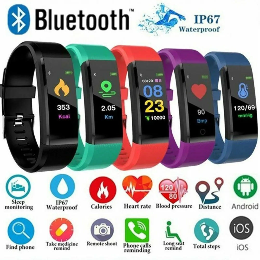 

Smart Bracelet Sport Bluetooth Wristband Heart Rate Monitor Watch ID115 PLUS Fitness Tracker Smart Watch Band PK Mi band 2/3/4