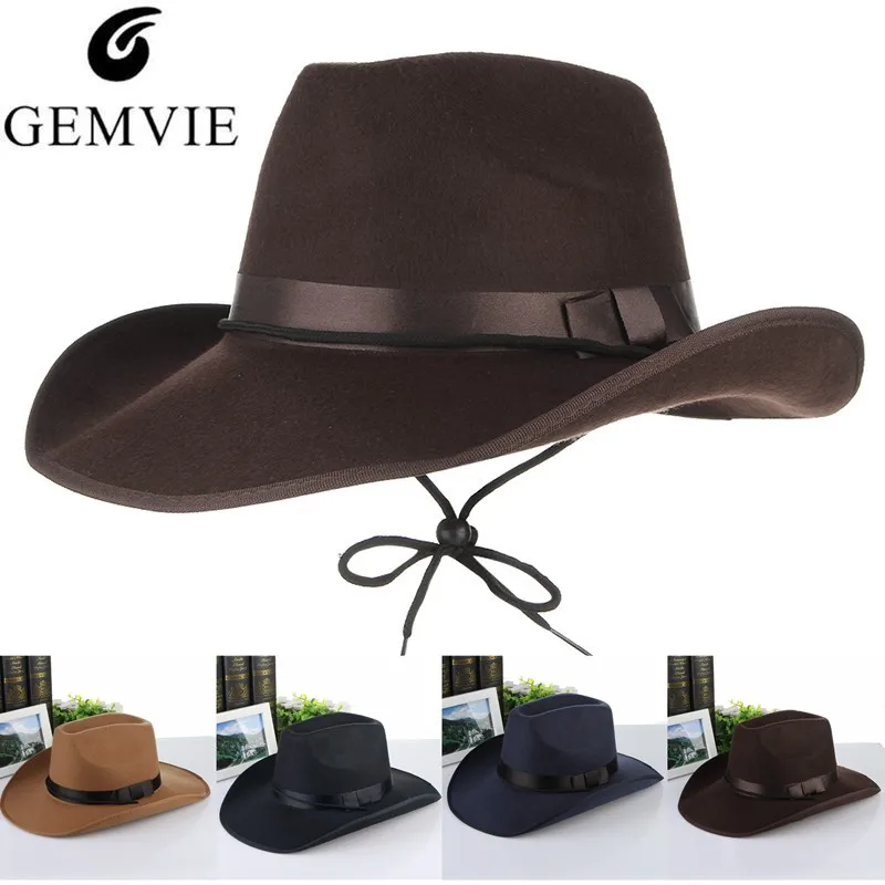 4 Colors Vintage Western Cowboy Hats For Men Wide Brim Sun Visor Cap