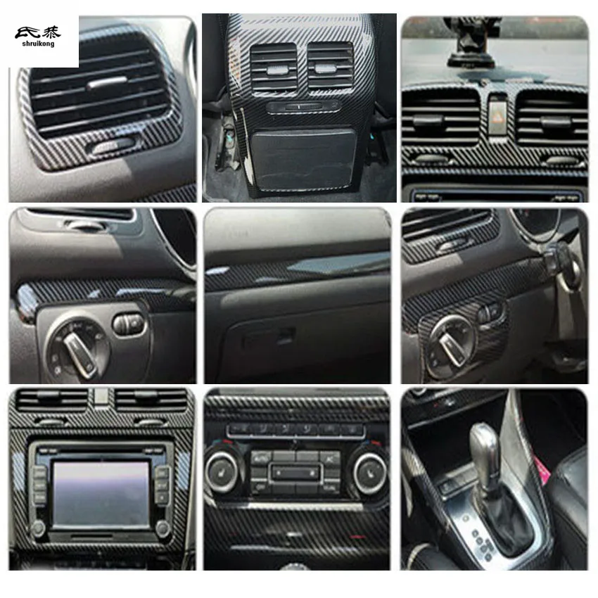 Tanie 1lot naklejki samochodowe ABS ziarno z włókna węglowego wewnątrz dekoracyjny pokrowiec na 2009 2013 Volkswagen VW golf 6 MK6