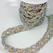 5 ярдов AB цепь страз в оправе TrimmingCrystal Свадебные ремни свадебное платье пояс свадебная одежда декоративная аппликация