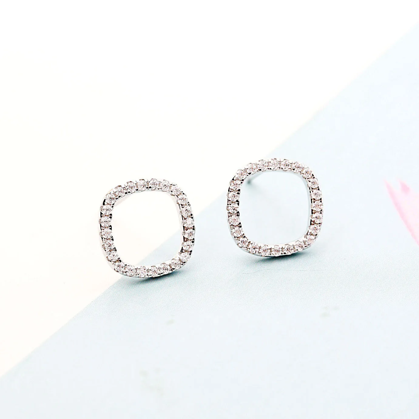 square CZ earring 100% 925 Sterling silver Jewelry fashion Hypoallergenic Stud earrings for women gift