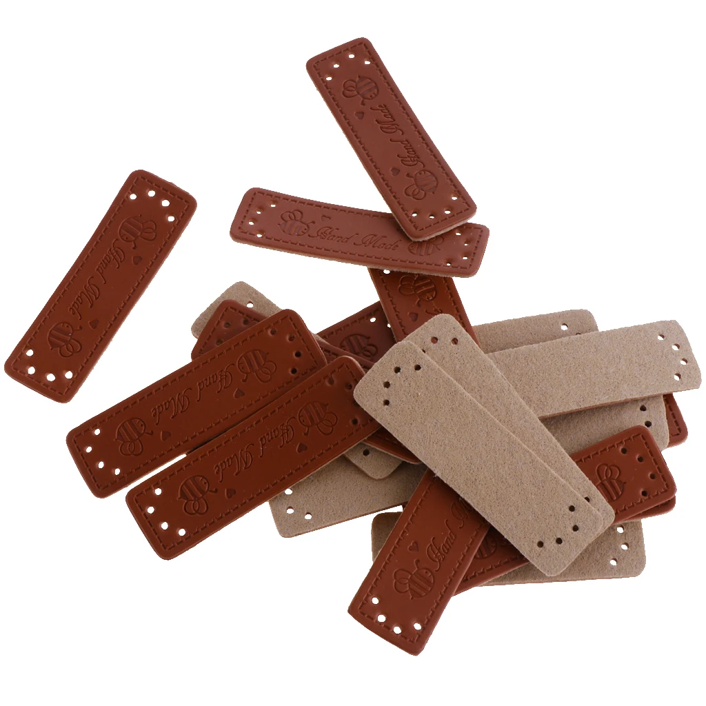  60Pcs Wholesale Handmade PU Leather Labels For Clothes Garment Labels Jeans Bags Shoes Craft DIY  Sewing Accessories Hand Tool