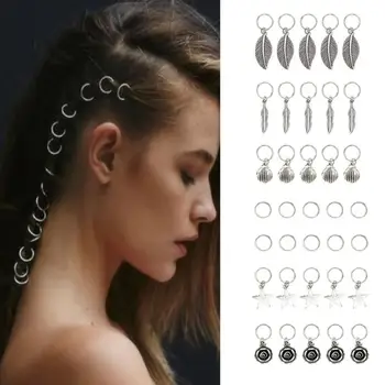 

20PCS metal hair ring DIY Hip-Hop Braid Hair Clip Women Fashion Silver Ring Hair Pin styling accessories 2U1222
