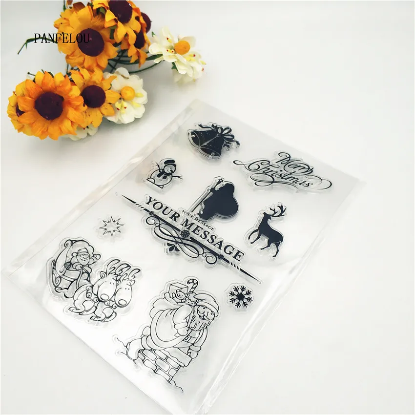 

PANFELOU Christmas elements Transparent Clear Silicone Stamp/Seal DIY scrapbooking/photo album Decorative clear stamp sheets