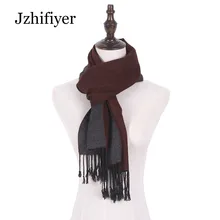 Jzhifiyer european men scarf jacquard cotton male scarf reversible tassel woven shawls inverno two-tone men scarf wool 2017 tassel decor two tone shopper bag