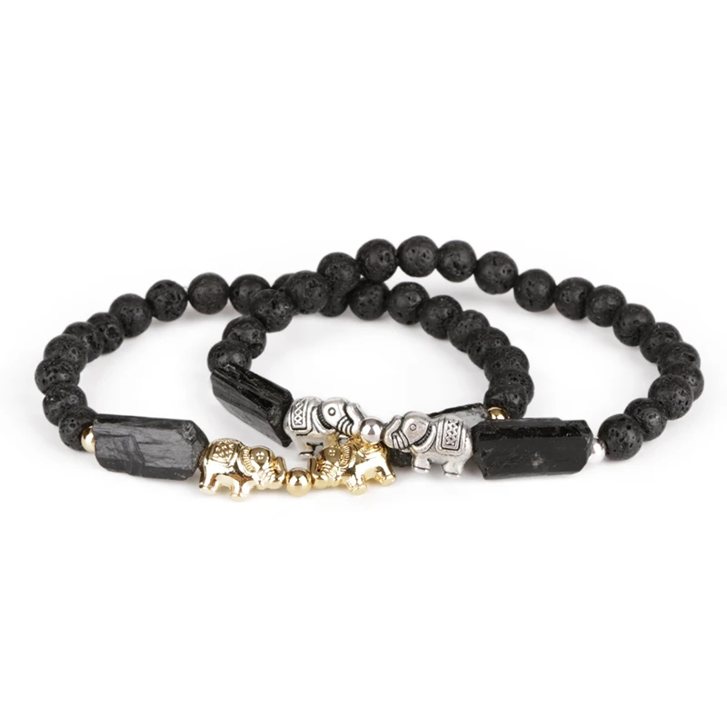 

Natural Rough Black Tourmaline Healing Stone Bead 6mm Matte Onyx Lava Hematite Coral Charm Beaded Energy Bracelets For Man Women