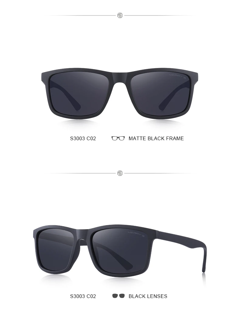 Мужские Поляризованные Квадратные Солнцезащитные очки MERRY'S, мужские солнцезащитные очки для вождения, Классические солнцезащитные очки для мужчин UV400 S3003