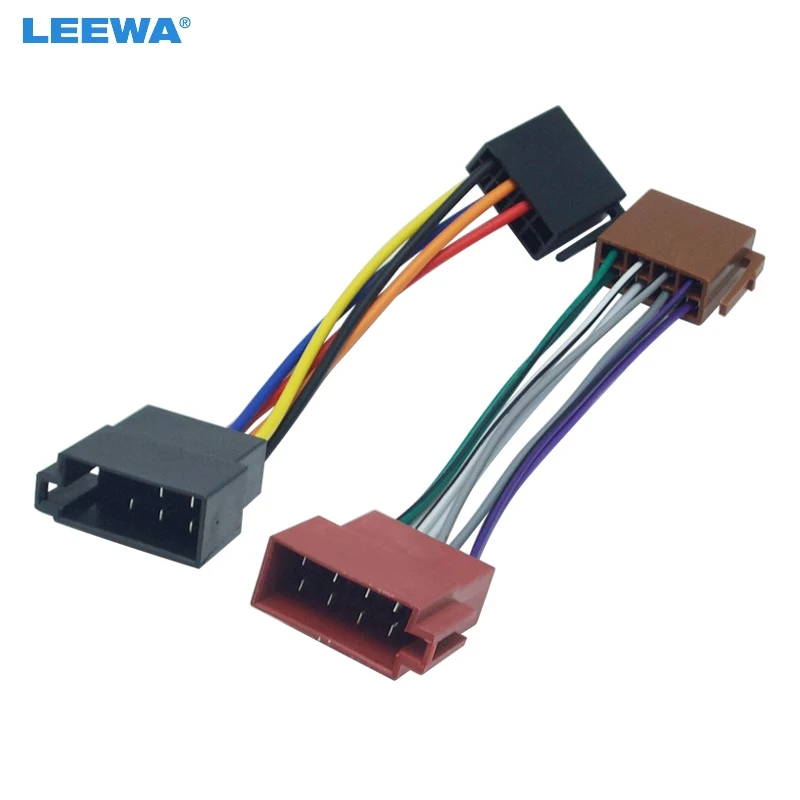 

LEEWA Car ISO Radio Plug Adapter Wiring Harness For VW Audio Power & Loudspeaker ISO 2 Heads Male to Female #CA1954