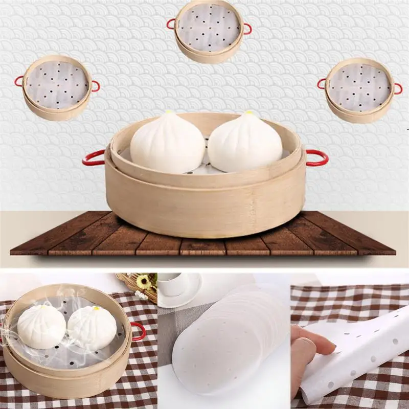 50pcs/lot Safe and Healthy 10/8/6 inches Cooking Paper Bamboo Steamer Dim Sum Paper Non Stick
