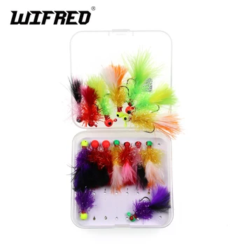 

Wifreo 16PCS/Box Mix Mini Marabou Crappie Jig Pan Fish Fishing Jigs Ice Fishing Lures Lure Ice Fishing Lures Fake Lure