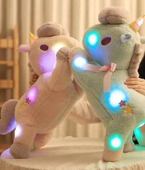 

55cm Long Led Adorable Dream Unicorn Ponies Plush Pillow Siesta Pillow Luminous Birthday Gift Doll