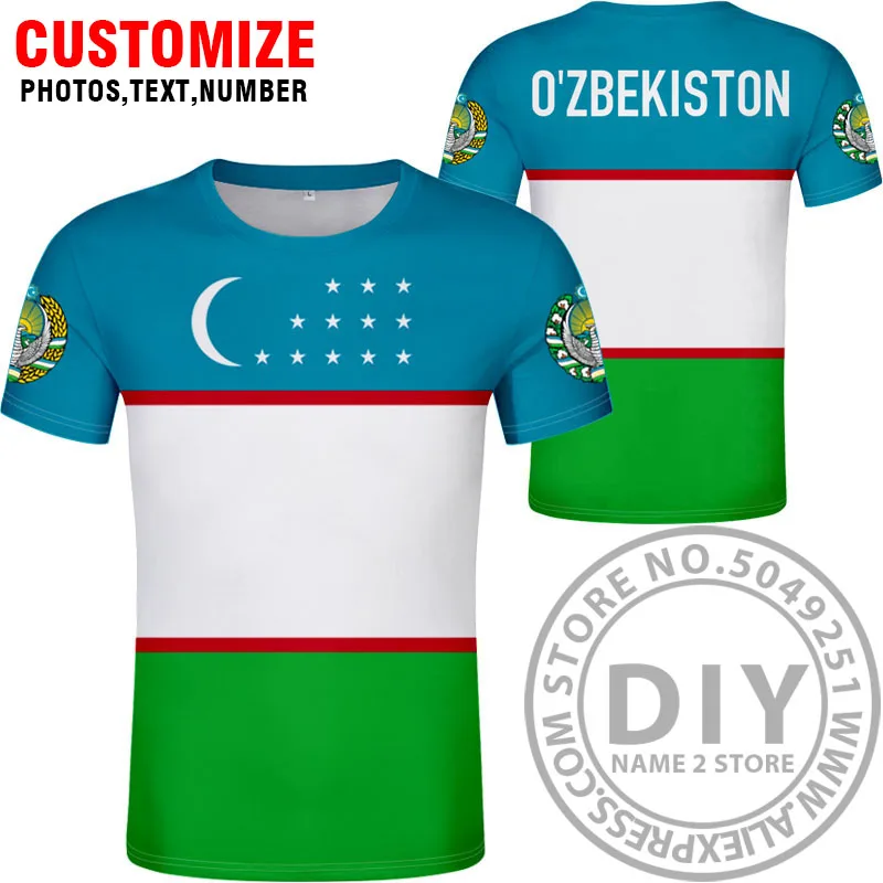 Узбекская футболка diy на заказ с именем номер uzb футболка Национальный флаг uz ozbekiston Узбекская страна текст печать фото одежда
