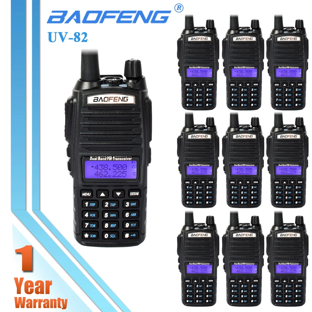 10x Baofeng UV 82 Dual Band FM радио УФ двухстороннее CB рация UHF УКВ трансивер 128CH UV82 черный с