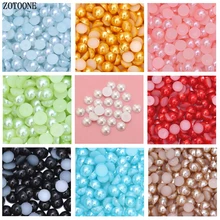 Zotoone 1000 pçs 2-6mm pérola guarnição steentjes diy resina meia redonda pérola contas de volta plana gemas pérola contas arte do prego diy decoração b