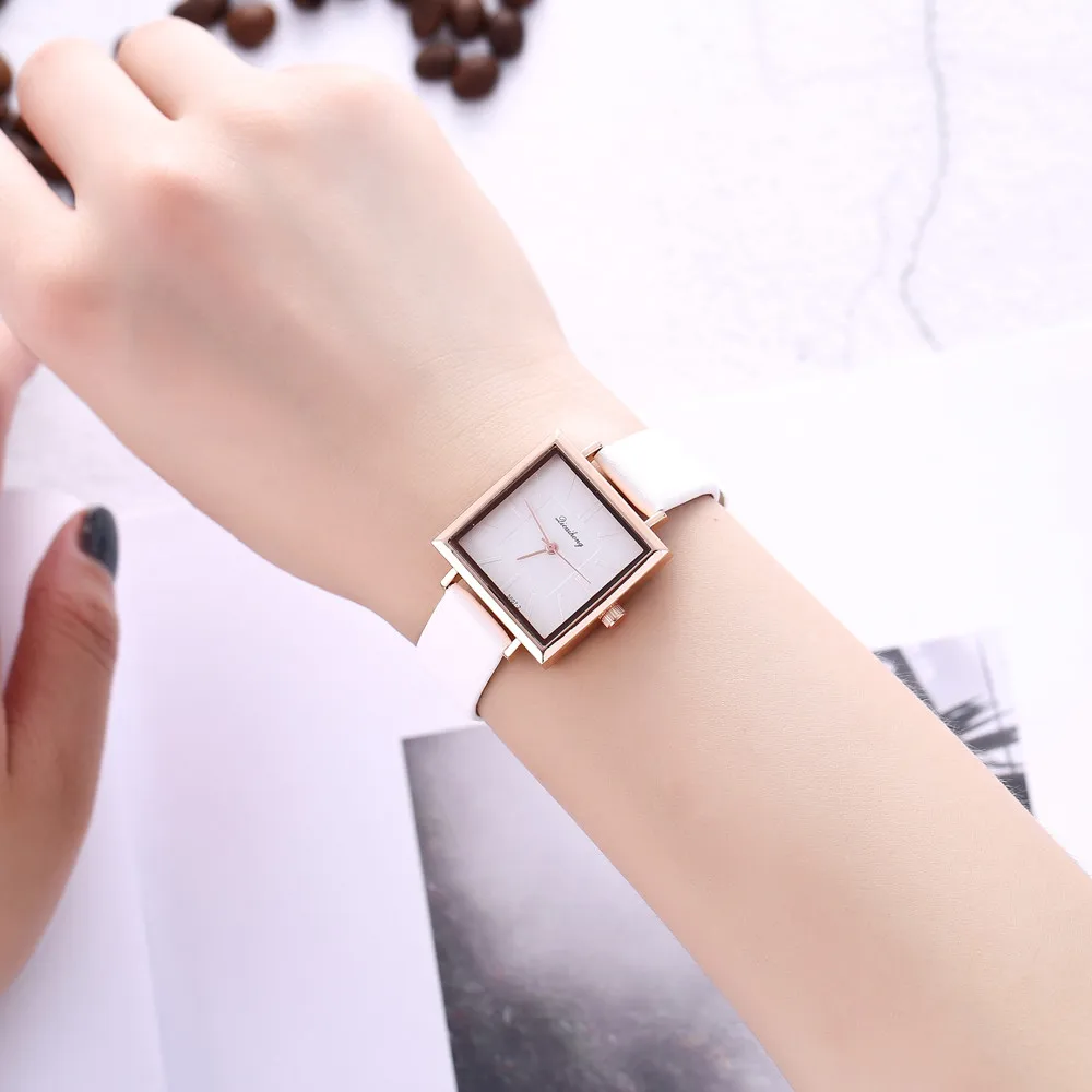 Duoblu 2019 для женщин квадратный сплав аналоговые повседневные часы кожа сплошной цвет laides девушка минималистский наручные часы relogio feminino 30Q