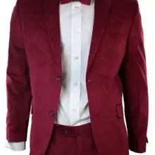 Красный Нотч две кнопки Для мужчин костюмы Terno Slim Fit Masculino Формальные Bepoke блейзер New(куртка+ брюки+ жилет+ галстук+ носовые платки