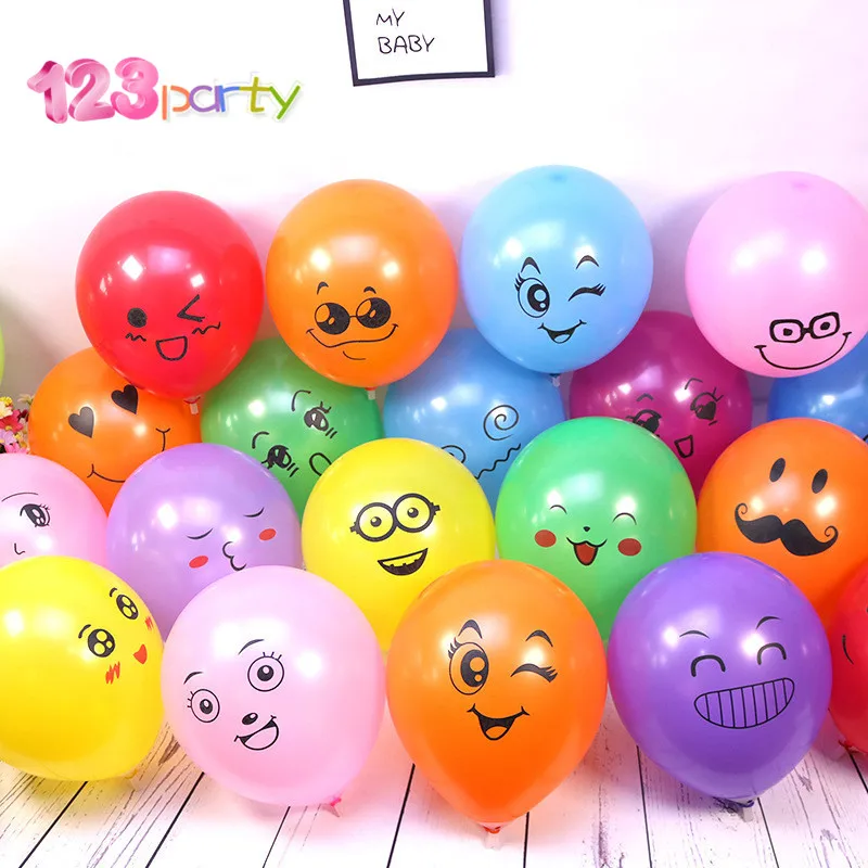 

123 10PCS/Lot 12" Emoji Face Expression Latex Multicolor Colorful Balloons Birthday Party Wedding Decoration Ballons Kids Toy