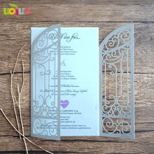 10 компл./лот ворота складной дизайн на заказ дешевая лазерная резка, для свадьбы приглашения Цветочные Вечерние