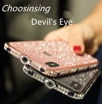 

Luxurious Jewelry Devil's Eye Hand made Rhinestone Phone cover Case For iPhone X XS Girls Women 8 7 6 plus Protector