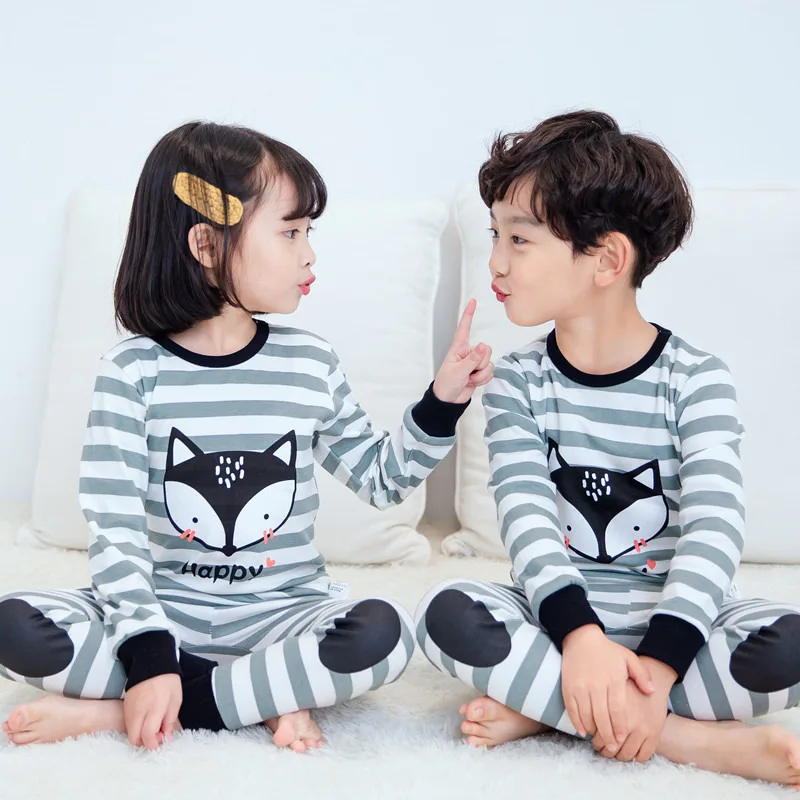 Pijamas do Bebê Roupas de Dormir Saileroad Meninos Meninas Pijamas Conjunto Crianças Bonito Raposa Algodão Manga Longa Criança