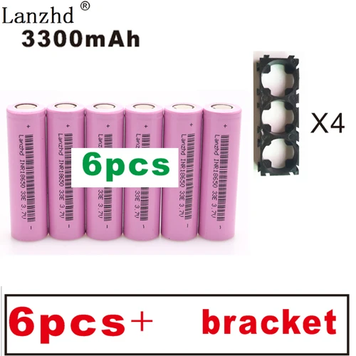 1-10PCS 18650 Batteries 3.7V Li ion 3300mAh 30A 18650VTC7 18650 battery and fixed bracket 18650 Holder with Splicing Bracket - Цвет: 6PCS and fixed