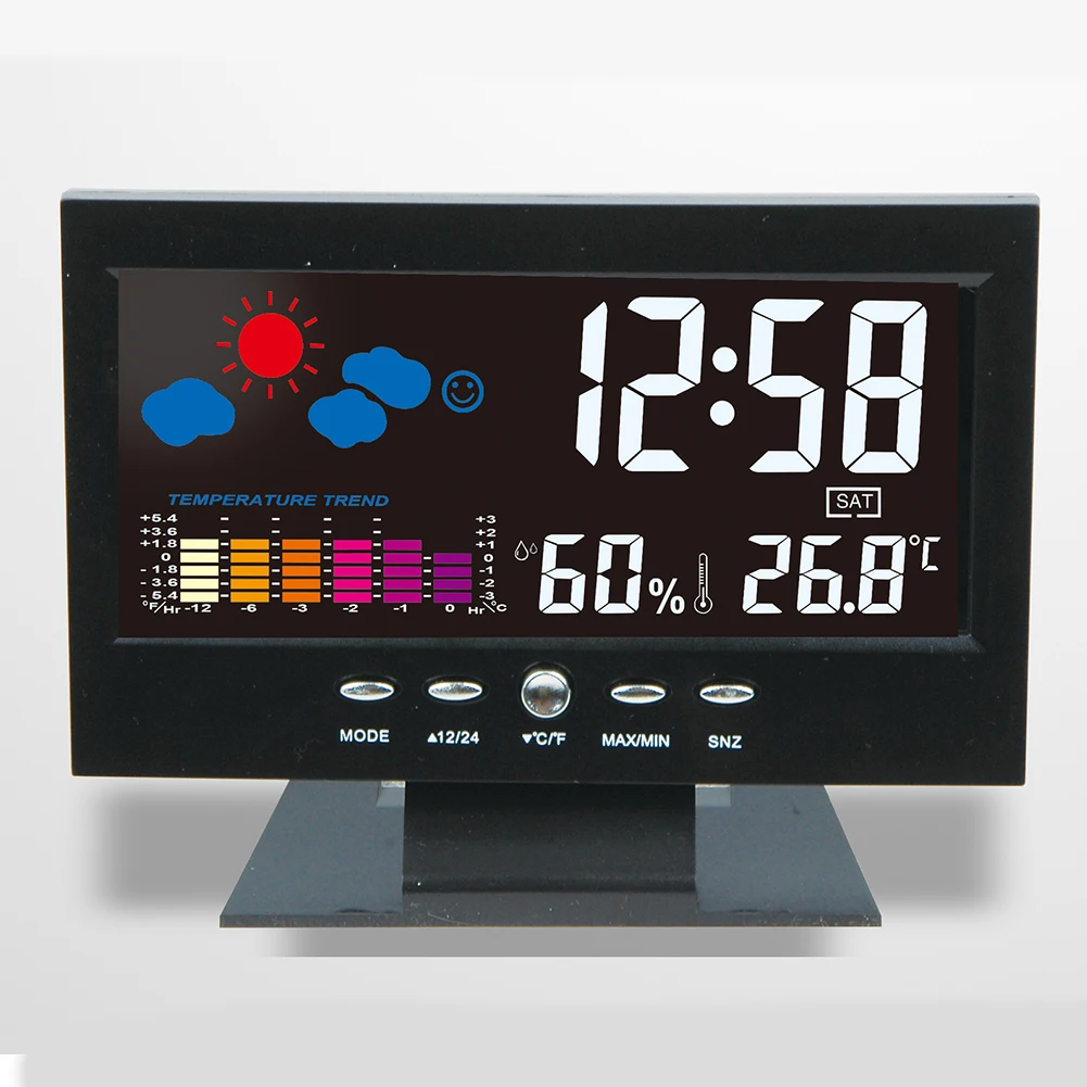 Digital LCD Colorful Backlight Alarm Clock Thermometer Weather Forecast Temperature Humidity Date | Дом и сад