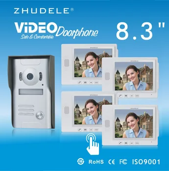

ZHUDELE Home Security Intercom 8.3"Display Wired Video Door Phone Touch Key Doorbell & IR 700TVL HD Home Security CCD Camera 1V4