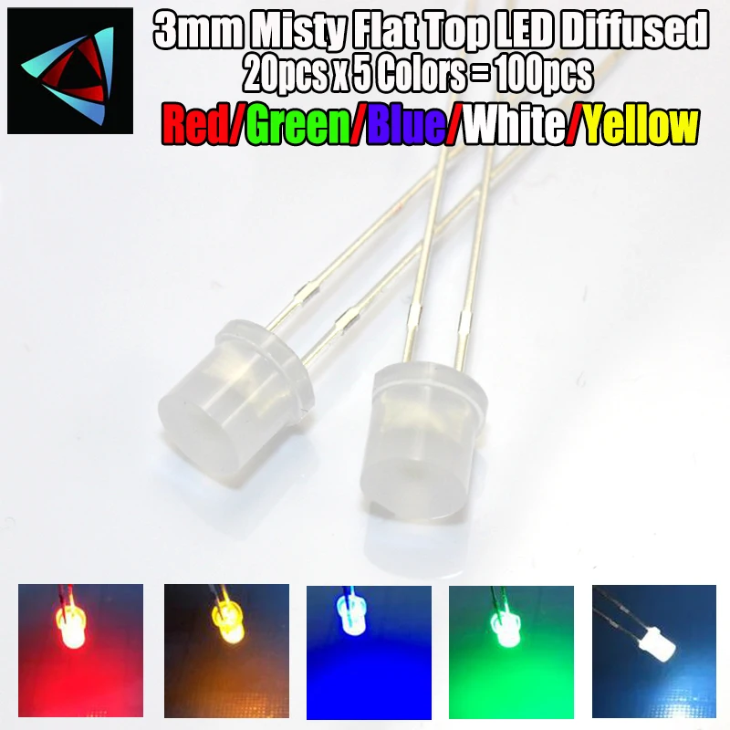 3mm Orange Flat Top LED Wide Angle Lamp Bright Leds Light Long Pins 100pcs