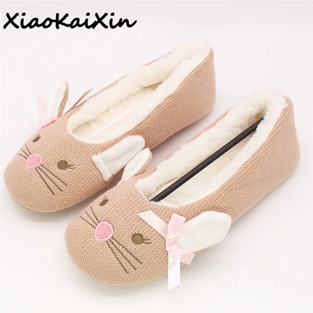 ladies ballet style house slippers winter women warm soft cotton