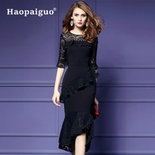 S-XXXL Large Size Asymmetrical Bandage Wrap Dress Women O-neck Half Sleeve Black Party Dress Women Casual Midi Dress Vestidos lc6181 2 ruched wrap midi dress black free size