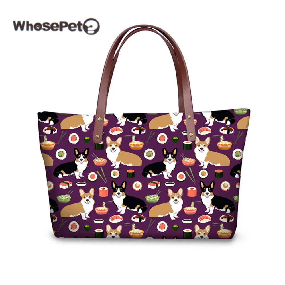 

WHOSEPET Luxury Handbags Women Bags Designer For Shopping Cluth Bags Corgis Printed Bolso Mujer Shoulder Tote Bag Large Capacity