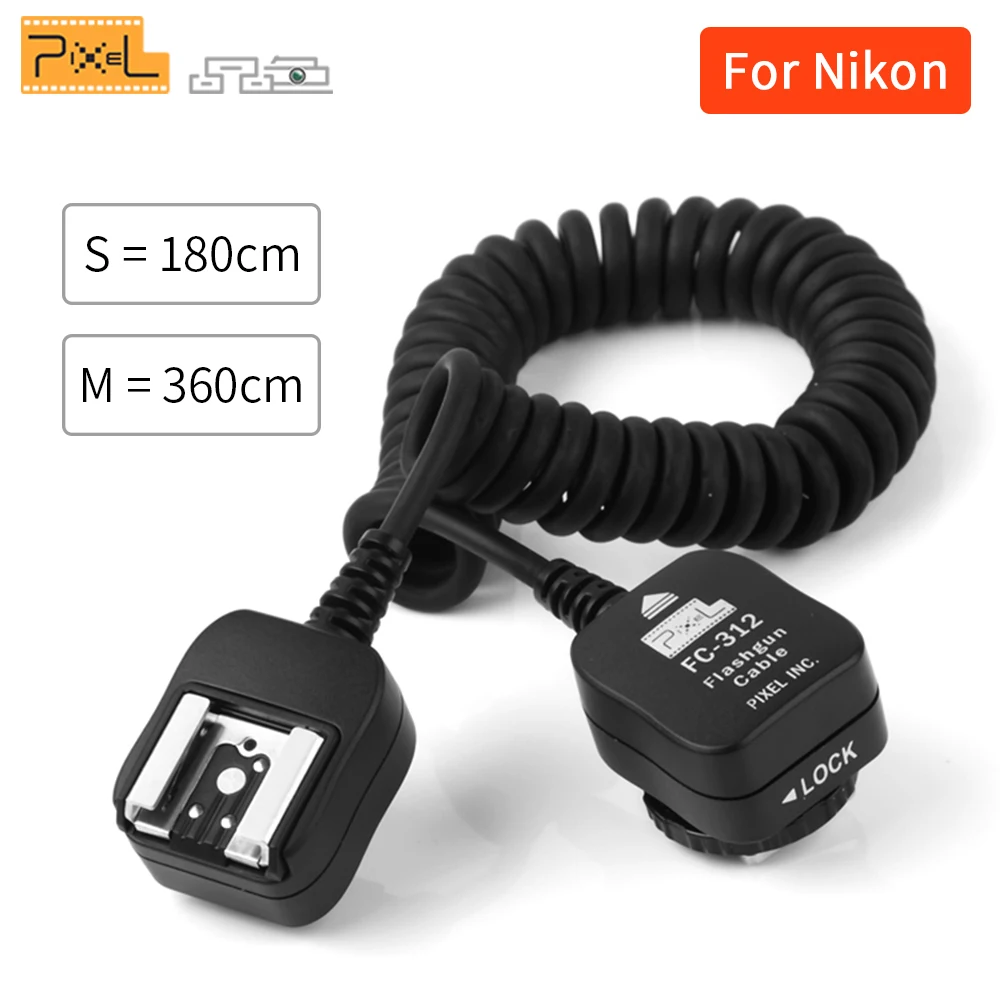 

Pixel FC-312 TTL Off-Camera Remote Flash Speedlite Sync Extension Hot Shoe Cord Flashgun Cable for Nikon D5000 FC-312 Cable