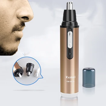 

Hot Sale KEMEI KM-6619 Modern Design Portable Safely Rechargeable Personal Nose & Ear Hair Removal Trimmer Home Travel Champagne