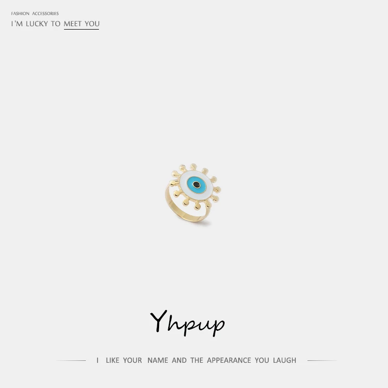 

Yhpup New Trendy Cute Vintage Eye Enamel Rings Geometric Personality Party Jewelry Accessories for Women Girl Birthday Gift 2019