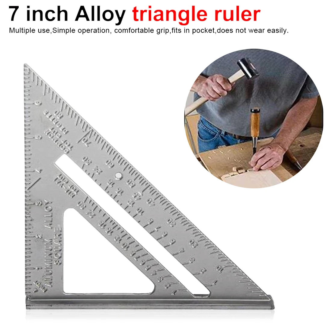 

1 PcMeasuring Layout Tool 90 degree 7inch Aluminum Speed Square Triangle Angle Protractor Measuring Tool Multi-function Protract