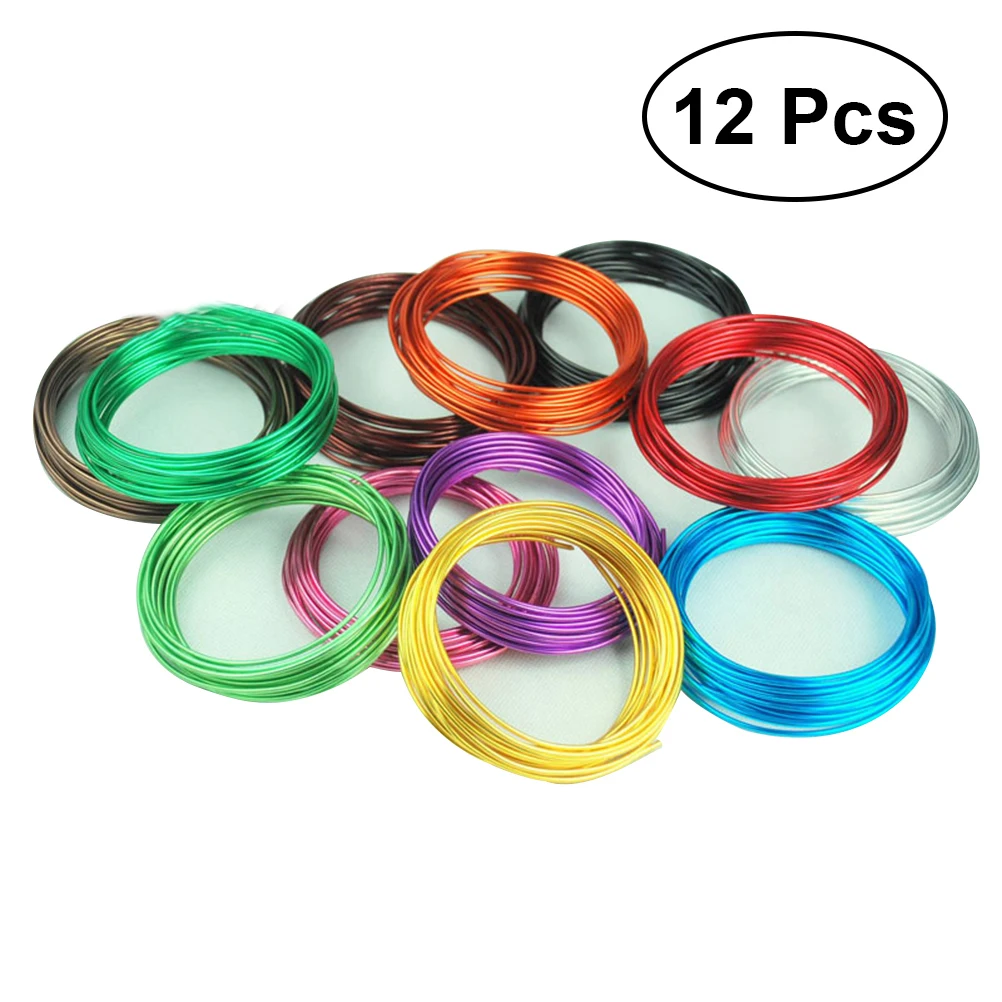 Alambre de aluminio multicolor para manualidades, cable de Metal Flexible para collar, joyería, Artesanías hechas a mano, 12 Uds.|Juguetes artesanales| - AliExpress