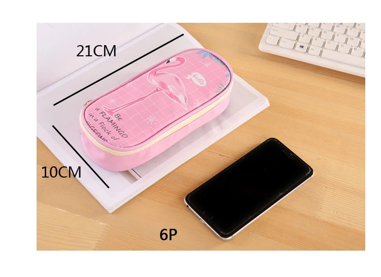 Креативный пенал из искусственной кожи с фламинго, большой пенал на молнии, держатели для ручек, школьные принадлежности, канцелярские принадлежности, пенал для мальчиков или девочек