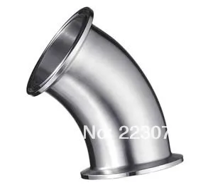 

New arrival Stainless Steel SS304 quick install connector OD 57mm Sanitary Elbow Pipe Fitting 45 Degree 2 pcs/lot