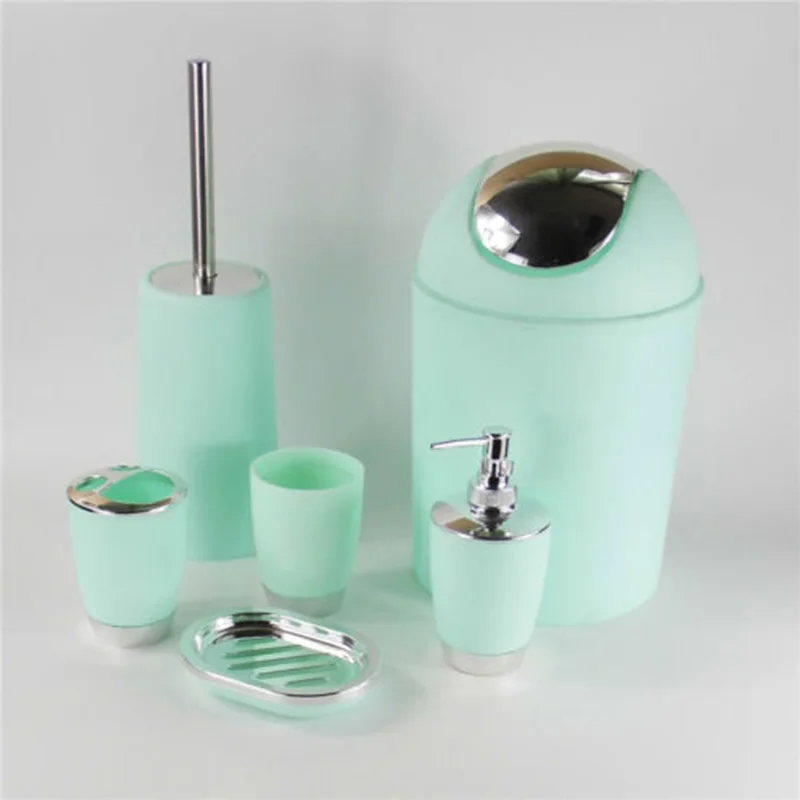 

High quality 6 pieces / set of soap dishwashing cup toothbrush holder toilet brush bathroom accessories set