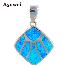 Excellent Pendant Birthday gift Wholesale Retail Blue Fire Opal stamp Silver Necklaces Pendants Fashion jewelry OPS540A