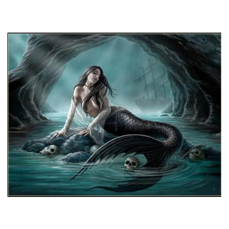 

5D DIY Diamond Painting Kit Diamond Embroidery Mosaics Rhinestone Wall Decor Home Craft Easy for Beginners Mermaid in Cave