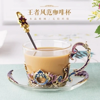 

Coffee cup set dish with spoon whole set of office insulation enamel color coffee cups