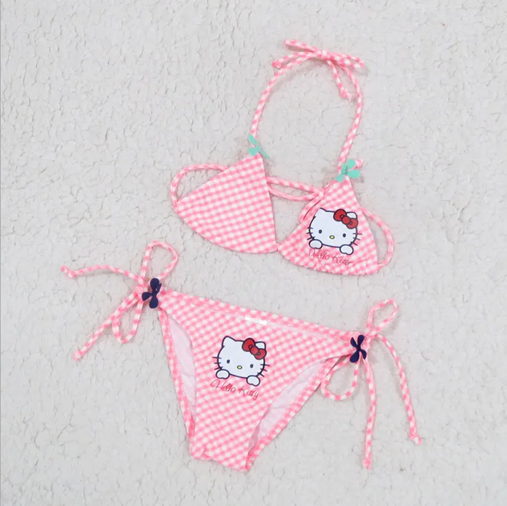 Милый детский купальник hello kitty Новинка 2014 года летний раздельный из двух