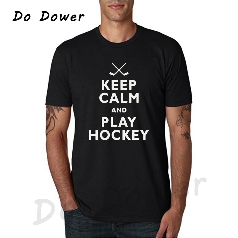 

2018 New Short Sleeve Cotton T-shirt Keep Calm and Play Hockeys Novelty Printed Mens Men T Shirt Tshirt Tee Camisetas Hombre