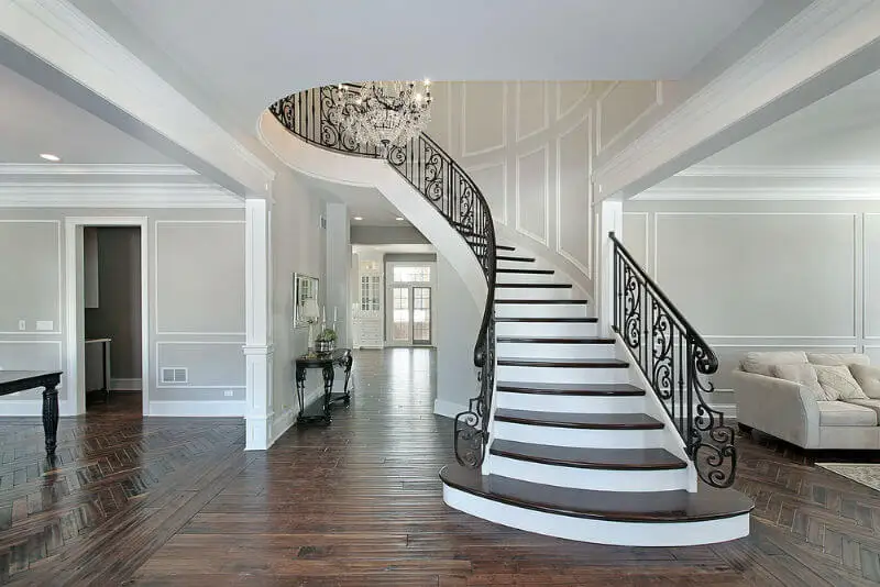 wooden curved staircase