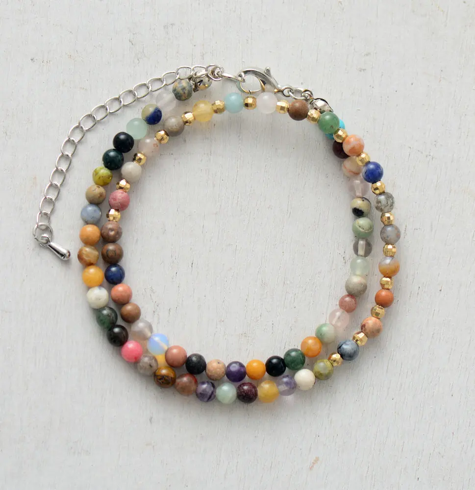 Women Choker 4MM Natural Stone Gold Beads Choker Necklace Teen Girls Simple Collar Necklace Neck Choker Bohemia Jewelry - Image 6