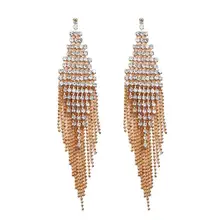Super Bling Rhinestone Long Chain Tassel Earrings For Women Accessories Fashion Bridal Wedding Dangle Earrings Jewelry rhinestone long chain earrings