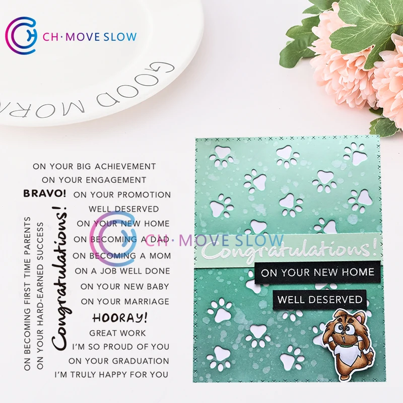 

CH Congratulations stamps DIY Scrapbooking Card Stencil Paper Cards Handmade Album Stamp Die Sheets