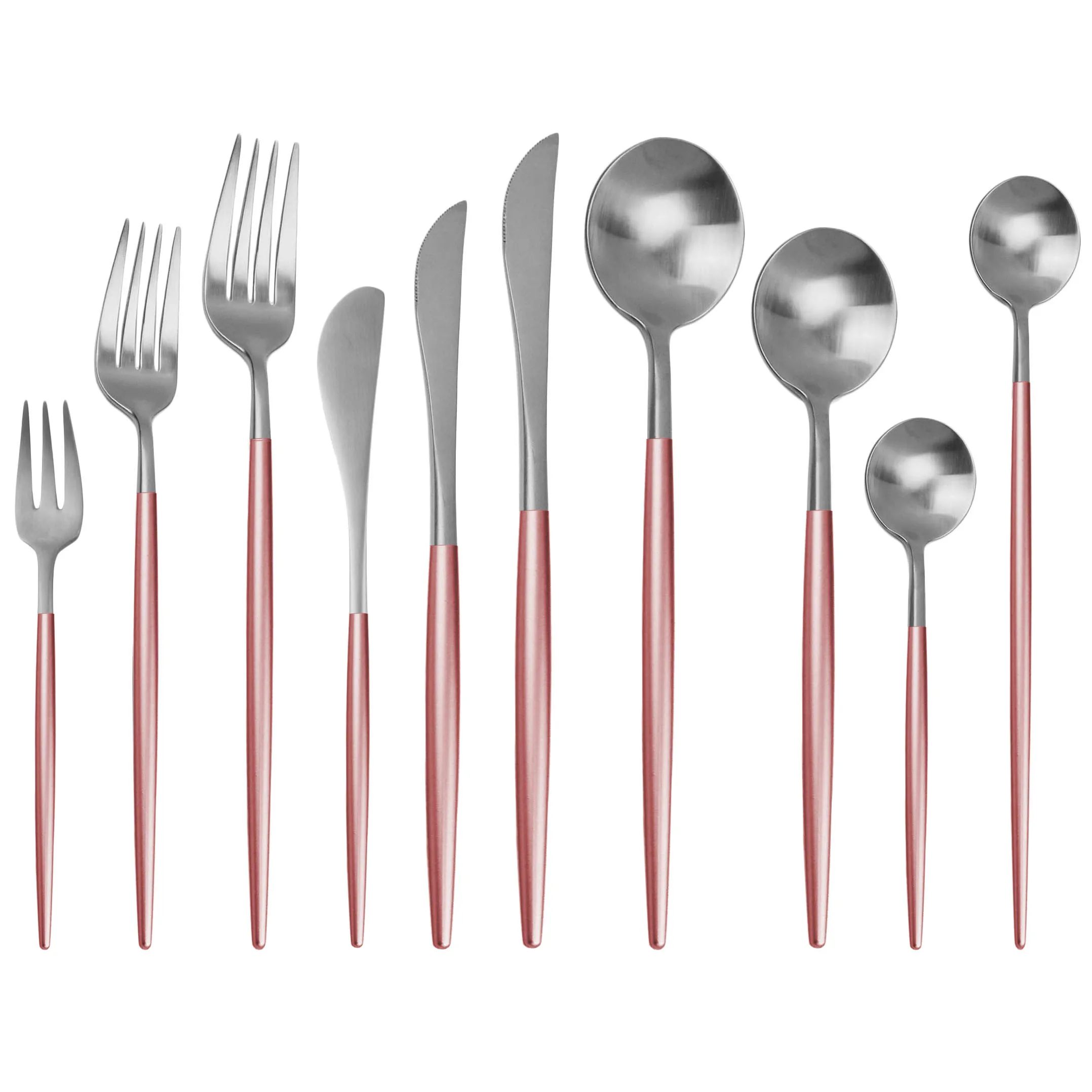 Juego de cubiertos de plata Rosa 18/10, juego de cubiertos de acero inoxidable, cuchillo de mantequilla, postre, cuchara para cenas, tenedor, cuchara de hielo, juego de vajilla|Juegos de vajilla| - AliExpress